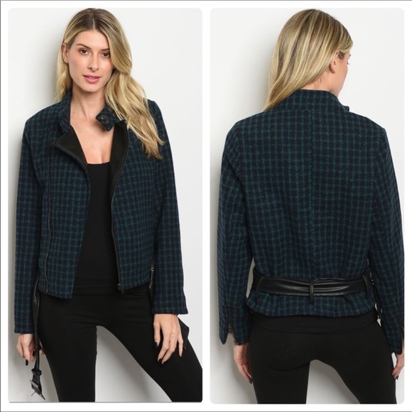 Navy Checkered Jacket - Picture 1 of 4